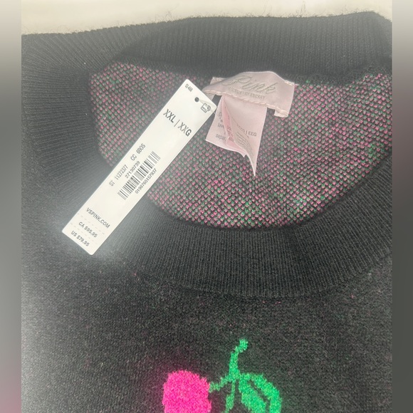 PINK Campus Knit Sweater Pure Black Cherries XXL - Picture 5 of 7